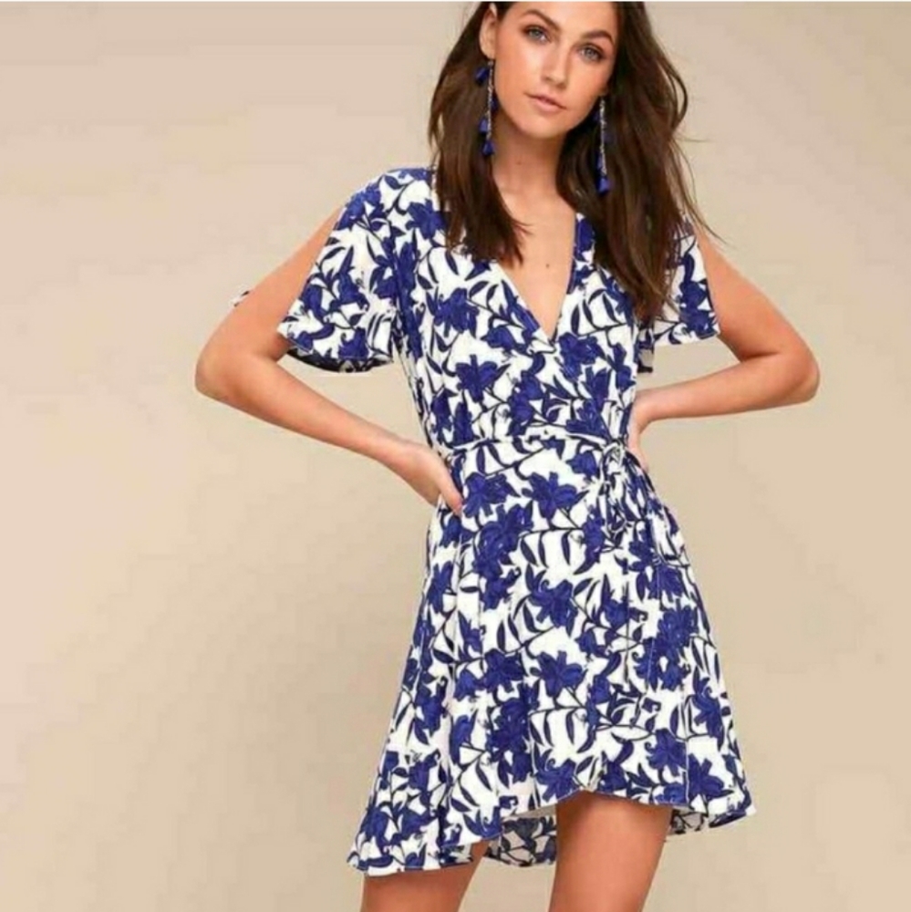 Lulu's Morning Blooms Floral Print Wrap Dress